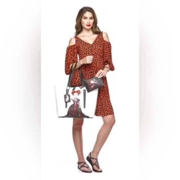 Disney alice in wonderland cold shoulder Sleeve Midi Sundress - Picture 9 of 9